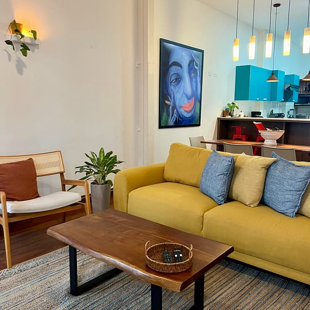 Curated living room with natural light in luxury Casco Viejo penthouse - by Bannaba Stays